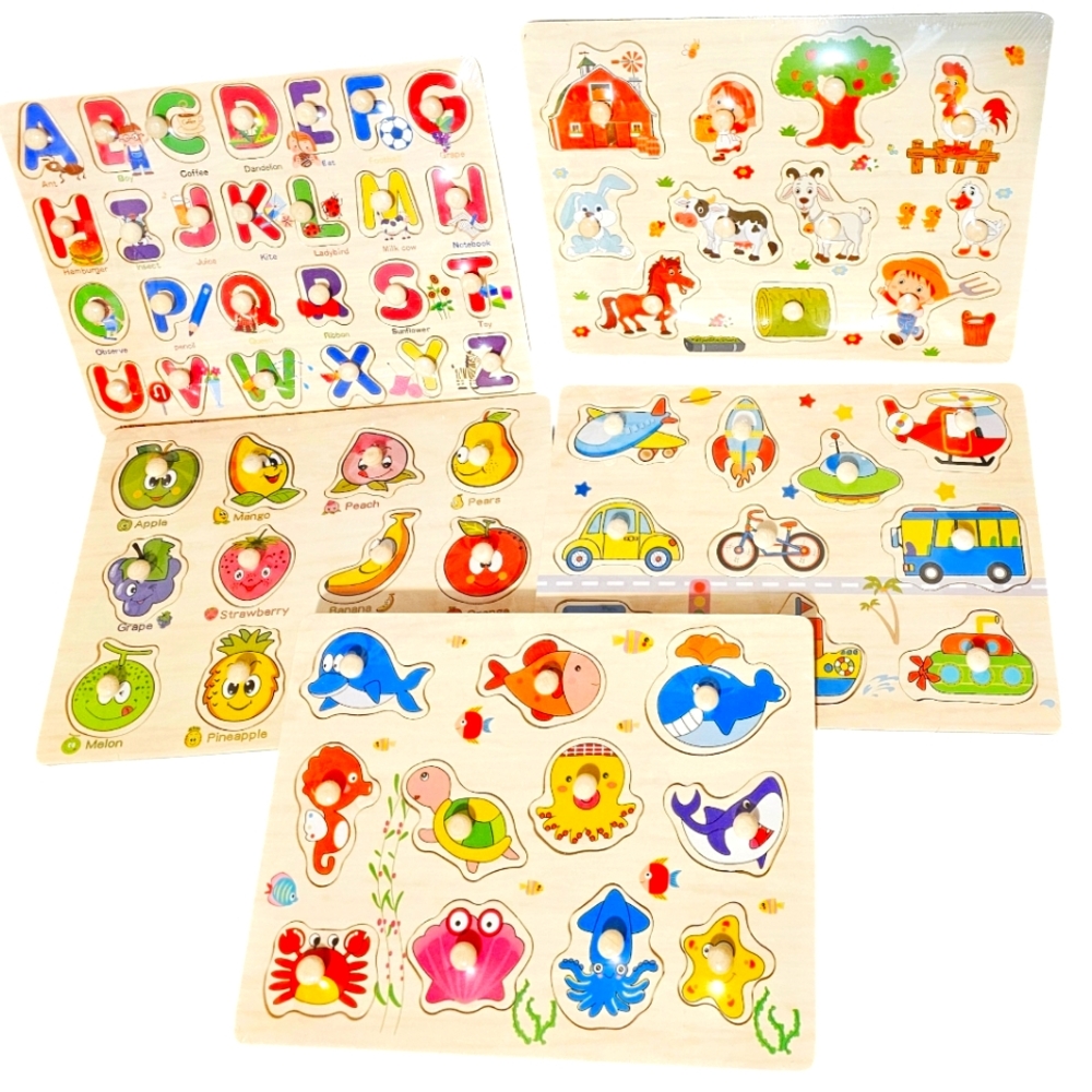 ***NWOT 5 SET OF EDUCATIONAL WOOD PUZZLES***